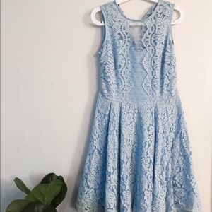 Blue knee length lace dress